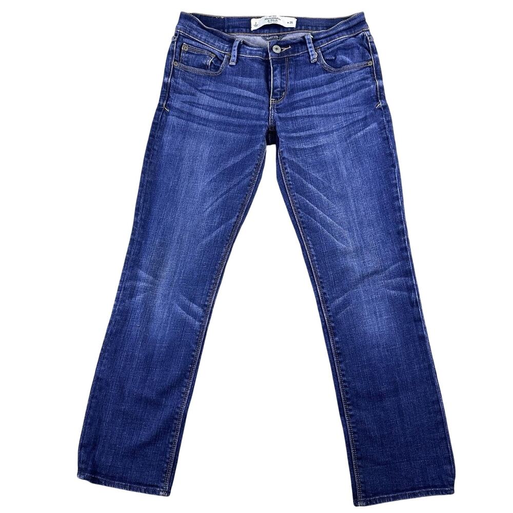 Abercrombie & Fitch Jeans‎ Women’s Slim Straight Low Rise 26/2 Whiskered Blue